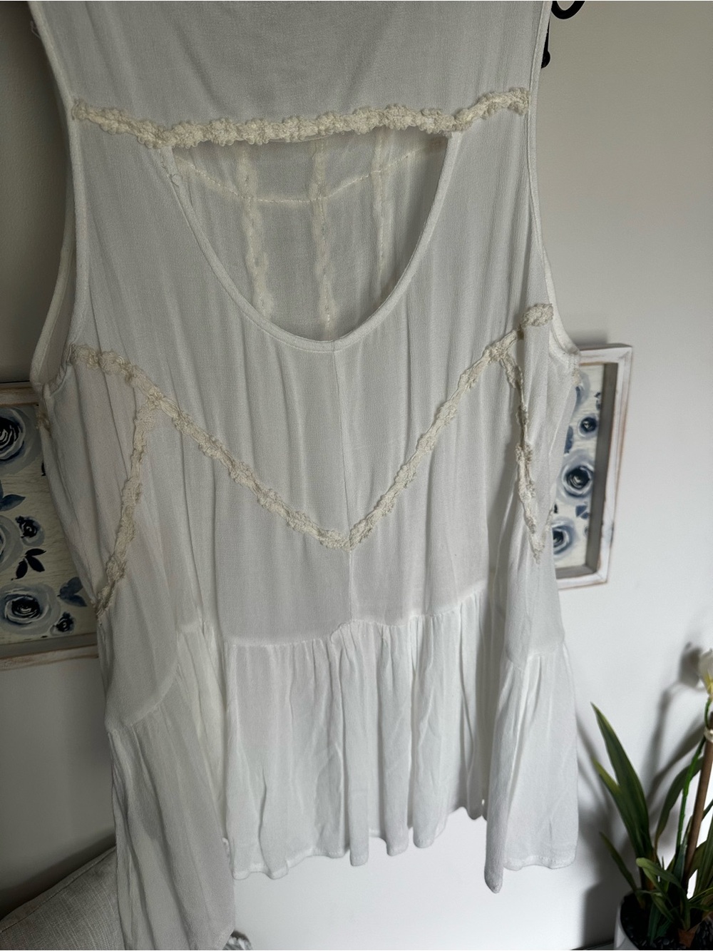 POL White Tank Top with Cream Braided Trim - Picture 8 of 9